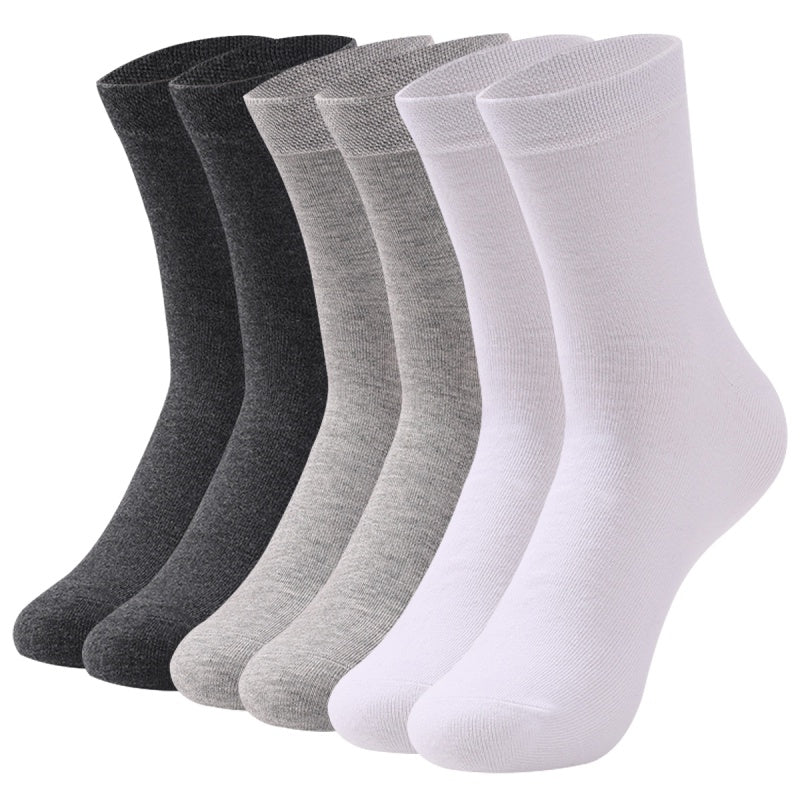 Men's Cotton Blend Solid Color Business Socks 6 Pairs Sweat Absorption