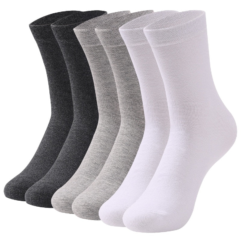 Men's Cotton Blend Solid Color Business Socks 6 Pairs Sweat Absorption