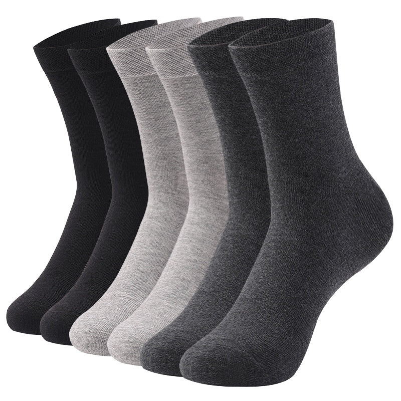 Men's Cotton Blend Solid Color Business Socks 6 Pairs Sweat Absorption