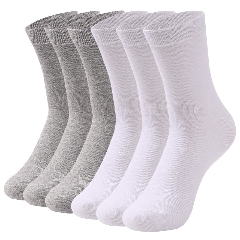 Men's Cotton Blend Solid Color Business Socks 6 Pairs Sweat Absorption