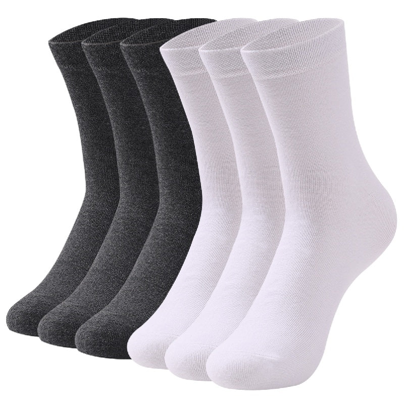 Men's Cotton Blend Solid Color Business Socks 6 Pairs Sweat Absorption
