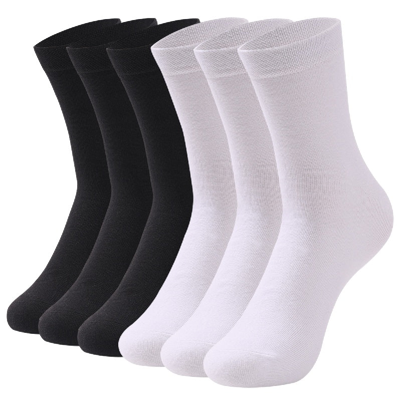 Men's Cotton Blend Solid Color Business Socks 6 Pairs Sweat Absorption