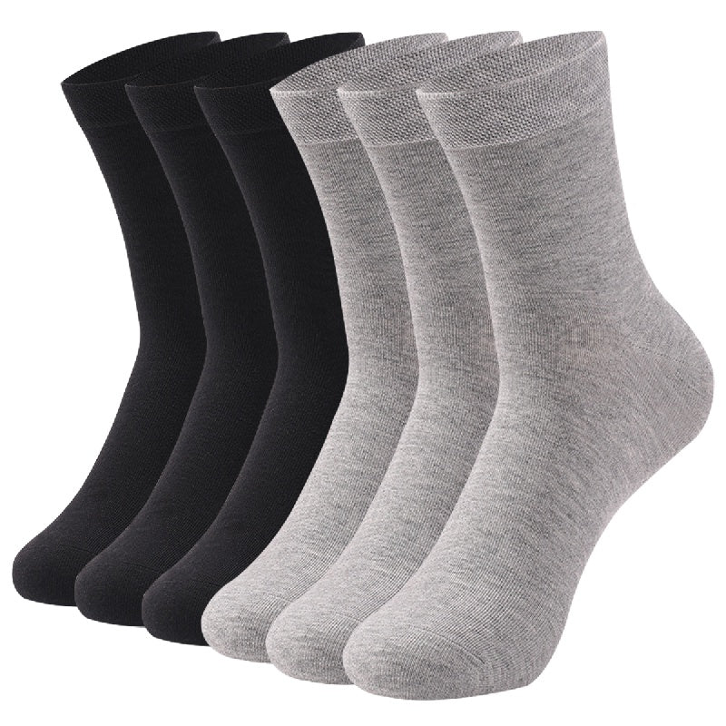 Men's Cotton Blend Solid Color Business Socks 6 Pairs Sweat Absorption