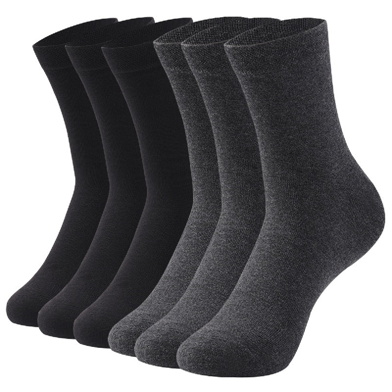 Men's Cotton Blend Solid Color Business Socks 6 Pairs Sweat Absorption