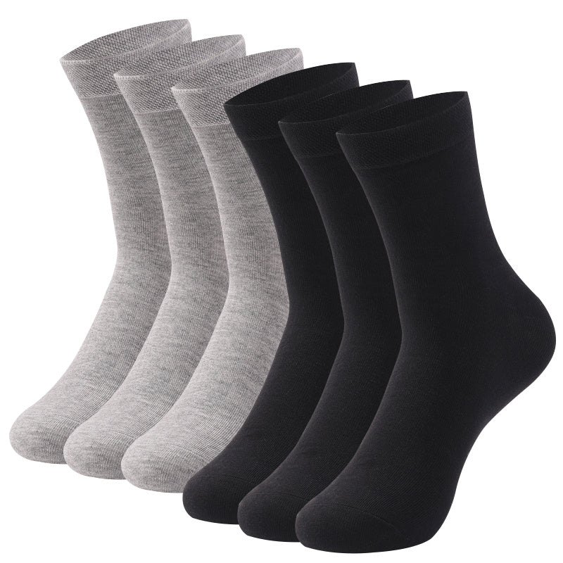 Men's Cotton Blend Solid Color Business Socks 6 Pairs Sweat Absorption