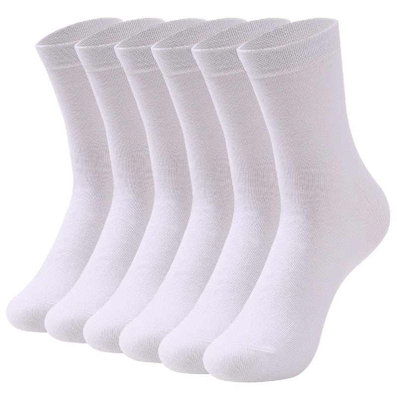 Men's Cotton Blend Solid Color Business Socks 6 Pairs Sweat Absorption