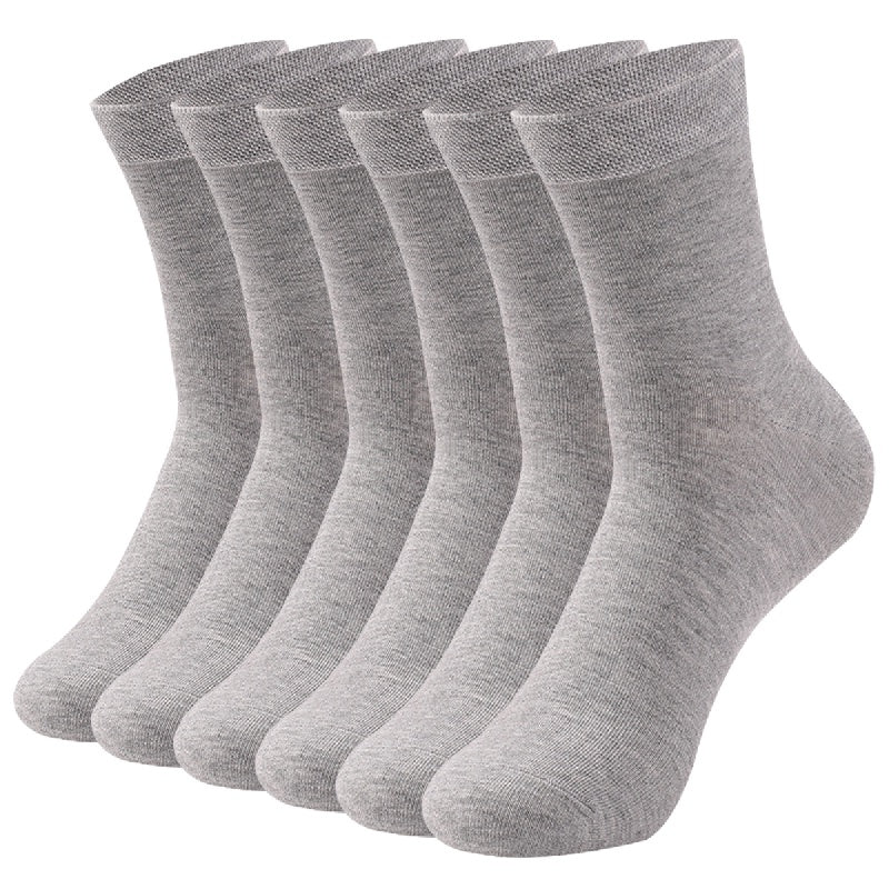 Men's Cotton Blend Solid Color Business Socks 6 Pairs Sweat Absorption