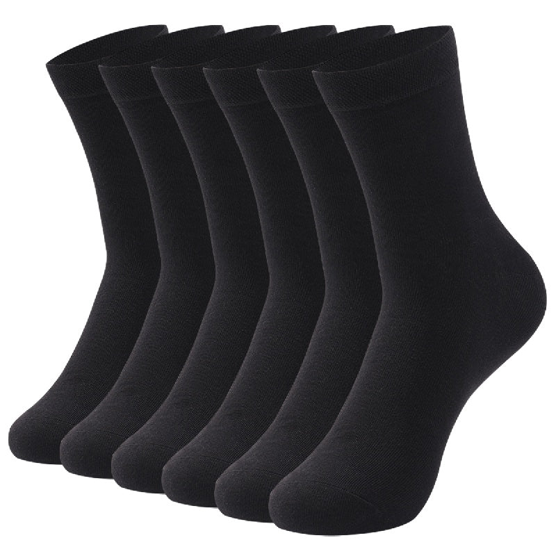 Men's Cotton Blend Solid Color Business Socks 6 Pairs Sweat Absorption
