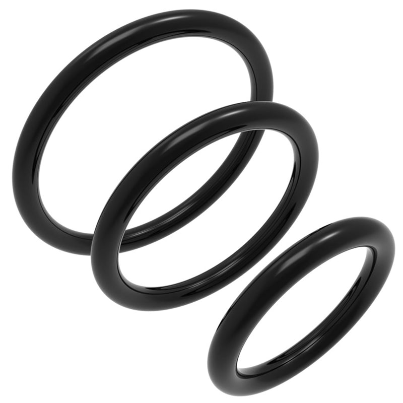 Unisex PVC Penis Rings 3pcs Set Medium Stretch Uncharged Sex Toy