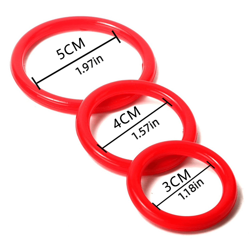 Unisex PVC Penis Rings 3pcs Set Medium Stretch Uncharged Sex Toy