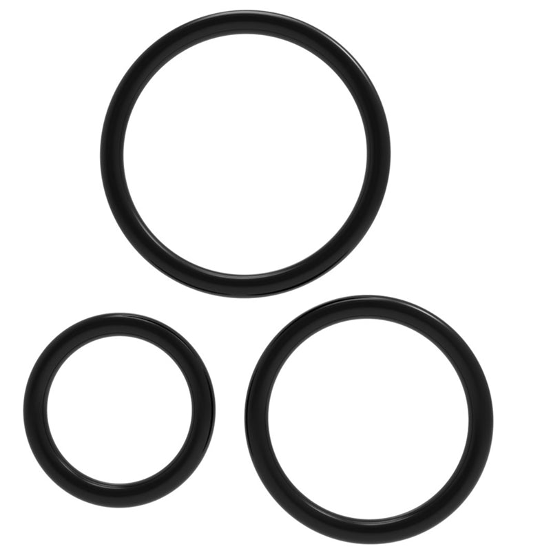 Unisex PVC Penis Rings 3pcs Set Medium Stretch Uncharged Sex Toy