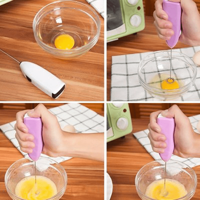 Electric Handheld Egg Beater - Stainless Steel, Compact, Multi-Use