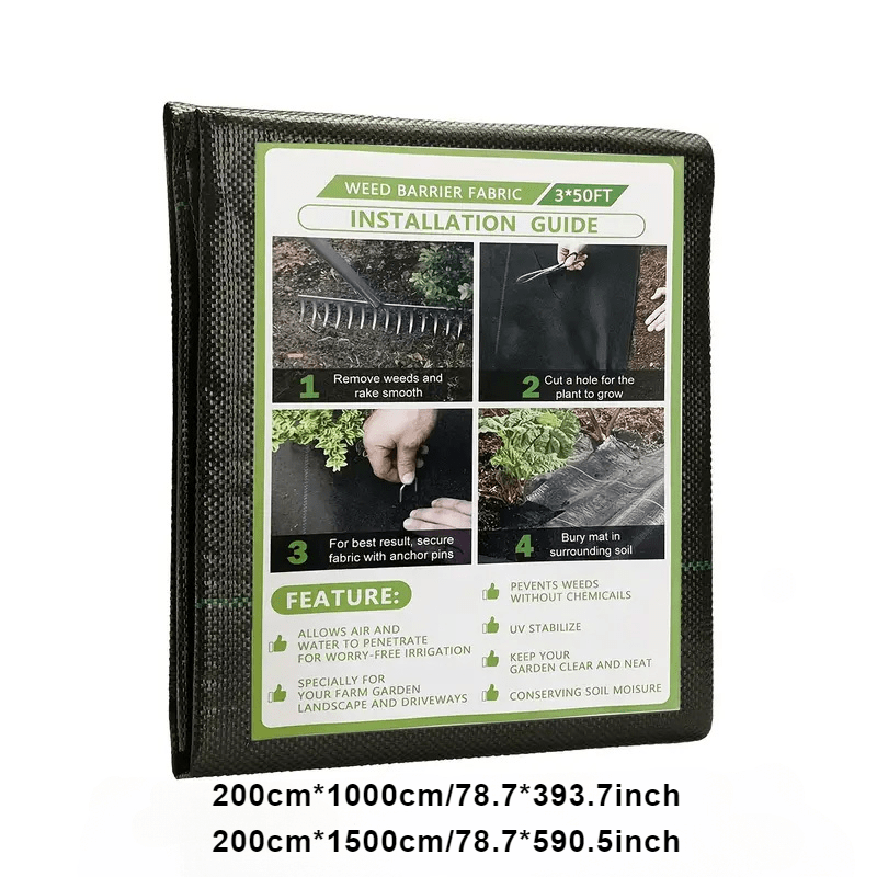 Black PP Weed Barrier Fabric 2m Wide Garden Lawn Landscape Material