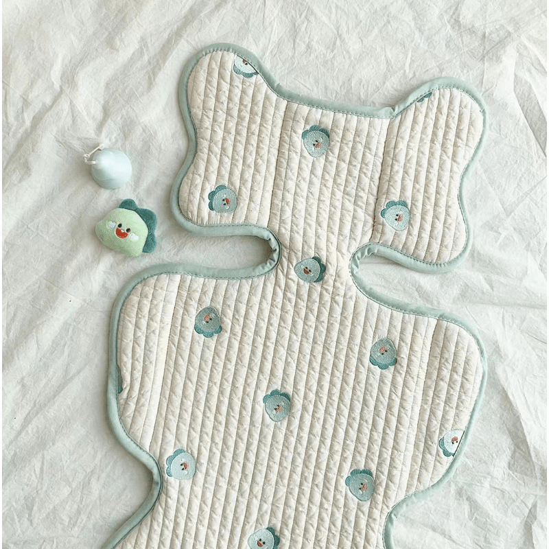 All Seasons Baby Stroller Cushion Breathable Cotton Embroidered Lightweight