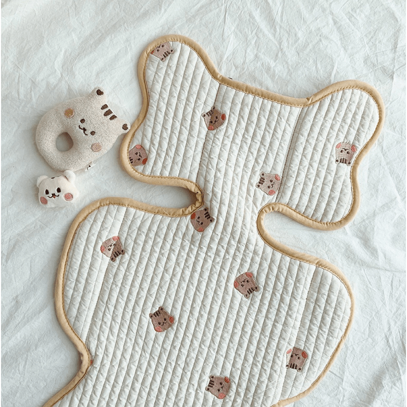 All Seasons Baby Stroller Cushion Breathable Cotton Embroidered Lightweight