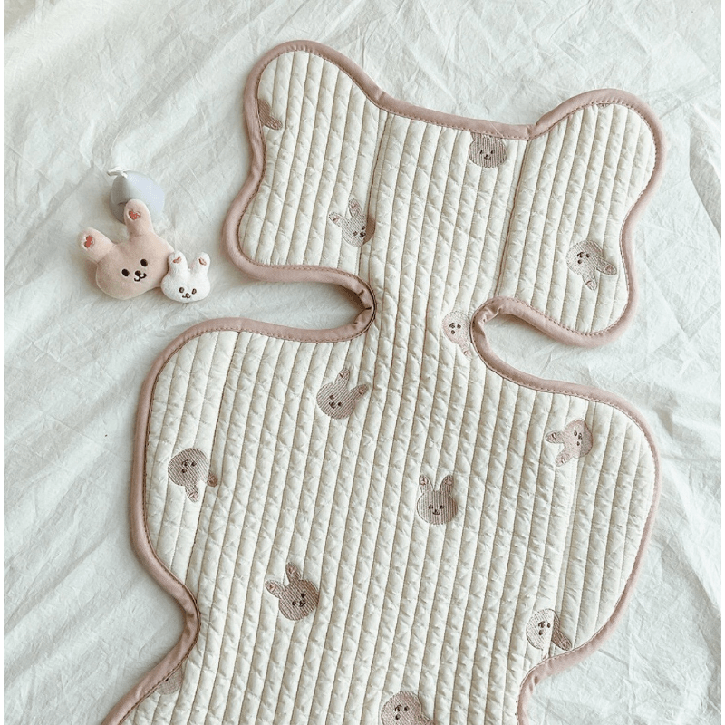 All Seasons Baby Stroller Cushion Breathable Cotton Embroidered Lightweight