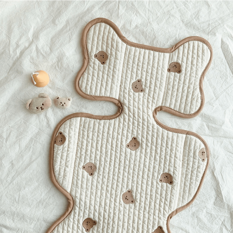 All Seasons Baby Stroller Cushion Breathable Cotton Embroidered Lightweight