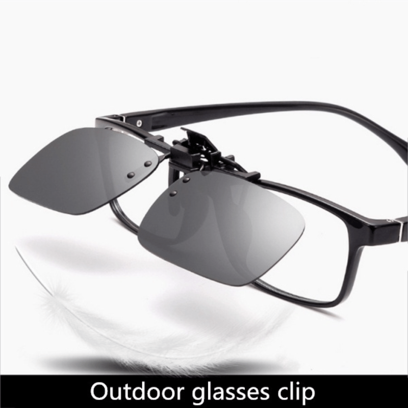Unisex Fashion Glasses with Clip-On Flip-Up Polarized Lenses for Day and Night Use