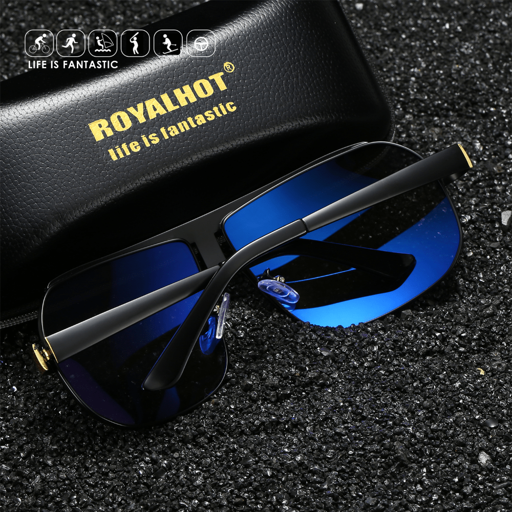 Unisex Metal Polarized Sunglasses Large Frame for Driving and Gifts