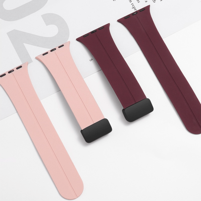 Магнитный силиконовый ремешок для iWatch с складной пряжкой, совместимый с Series 9-3 в различных размерах.