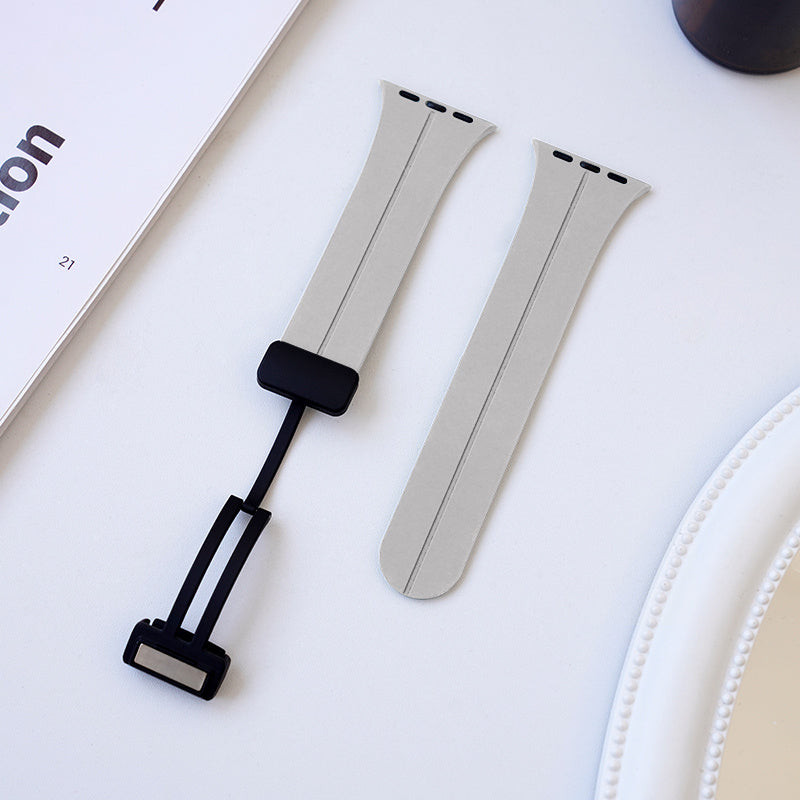 Магнитный силиконовый ремешок для iWatch с складной пряжкой, совместимый с Series 9-3 в различных размерах.