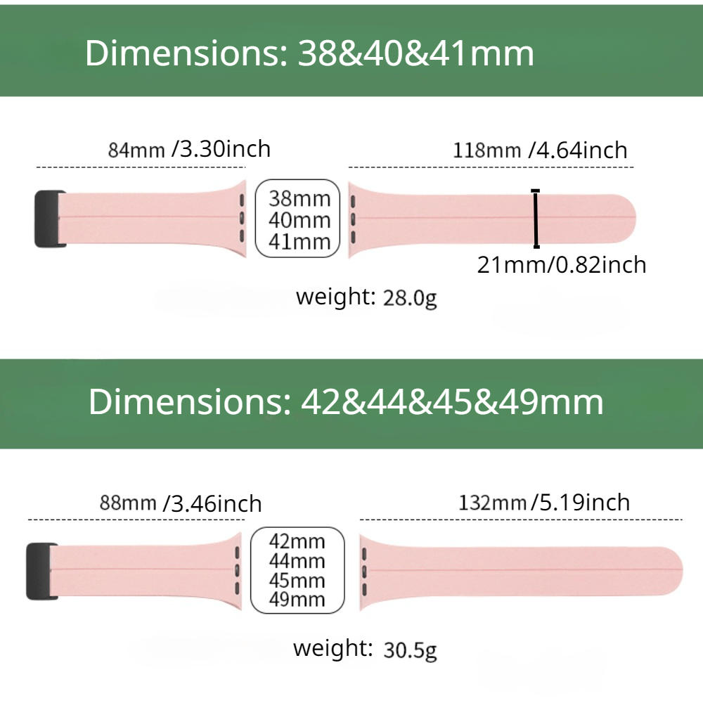 Магнитный силиконовый ремешок для iWatch с складной пряжкой, совместимый с Series 9-3 в различных размерах.