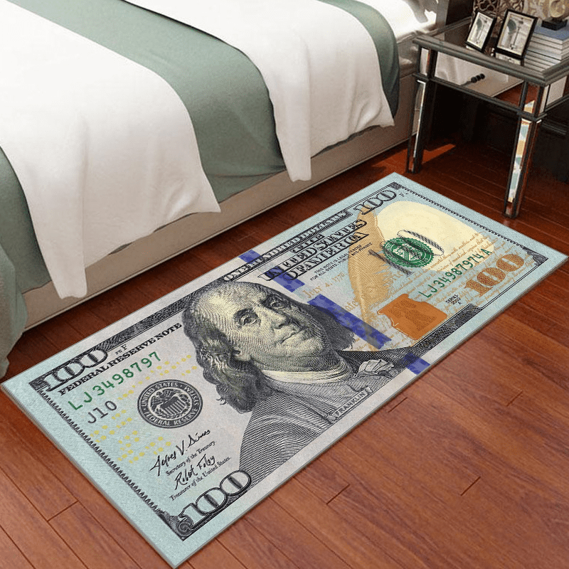 Vintage Hundred Dollar Bill Rug Indoor Doormat Hallway Floor Carpet Anti-Slip Entrance Decor