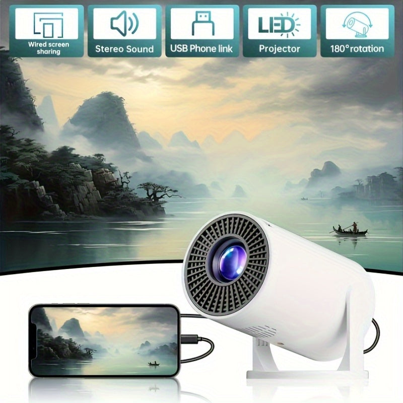 Мини портативный проектор HD 1080P с вращающимся на 180° экраном для домашнего кинотеатра