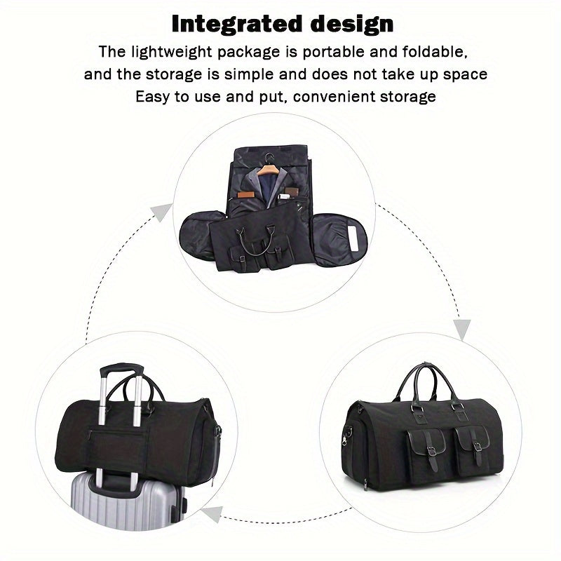 Men's Large Capacity Suit Luggage Bag Made of PU Nylon for Business Trips