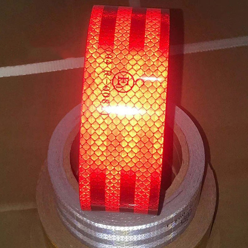 Avtomobil uchun reflektiv ogohlantirish lentasi Qizil va Oq 1m/5m Xavfsizlik chizig'i Reflektiv qoplama