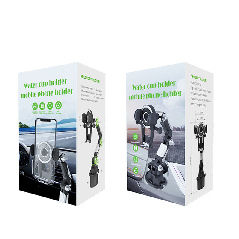 Avtomobil stakan tutqich telefon uchun 360 daraja sozlanadigan qafas, smartfonlar uchun