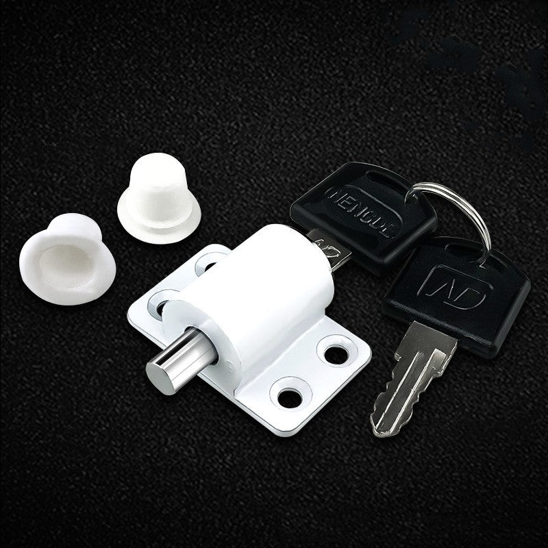 Oyna eshigi qulfi pin, oq, o'g'irlashga qarshi qulfi, kalit bilan, RV to'siqlari uchun