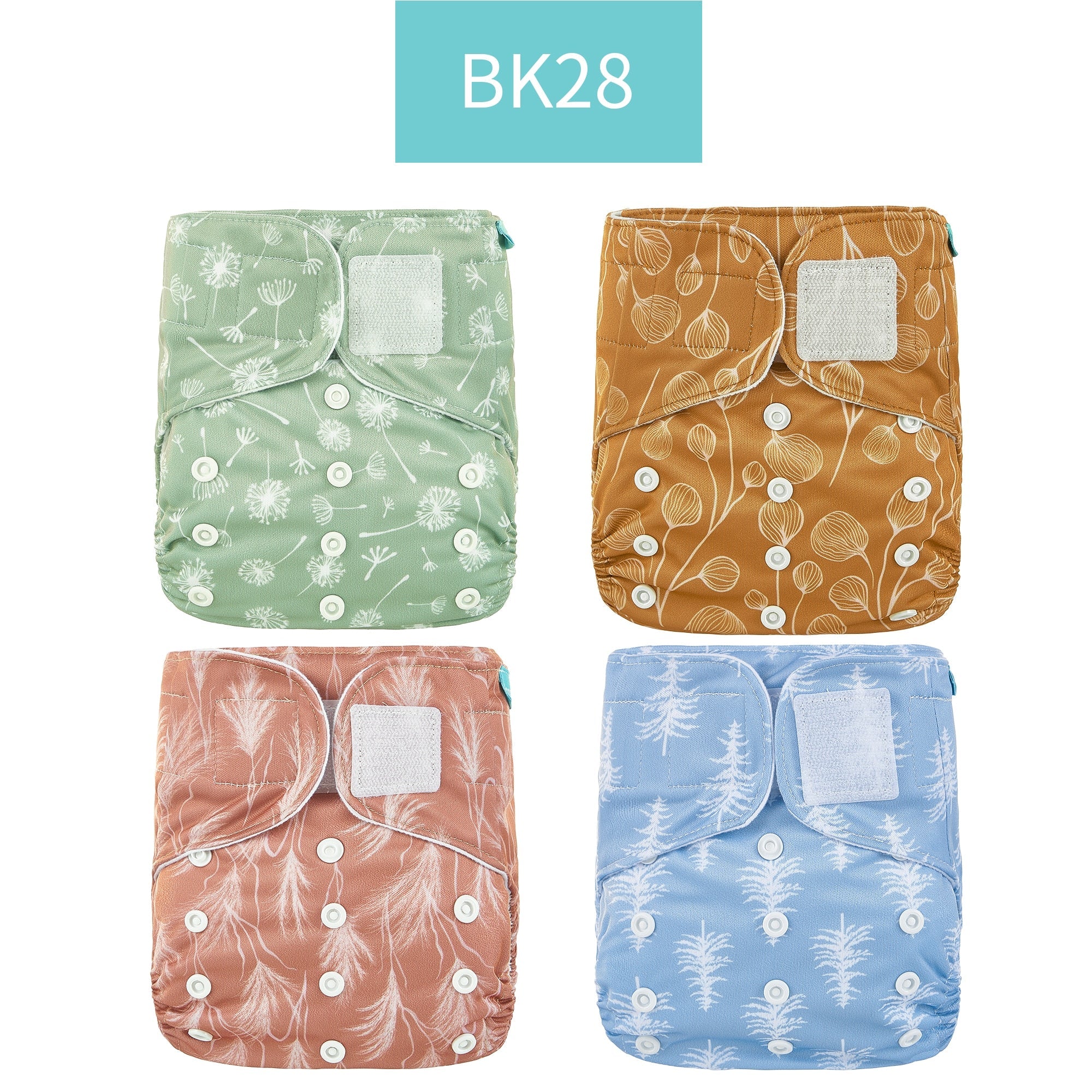 Set of Four Washable Adjustable Cloth Diapers for Babies 3-15kg Eco-Friendly