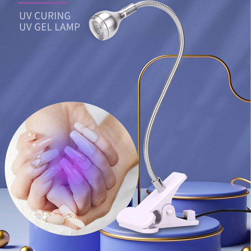 USB Powered UV Nail Lamp with Clip-On Flexible Metal Tube for DIY Gel Nails