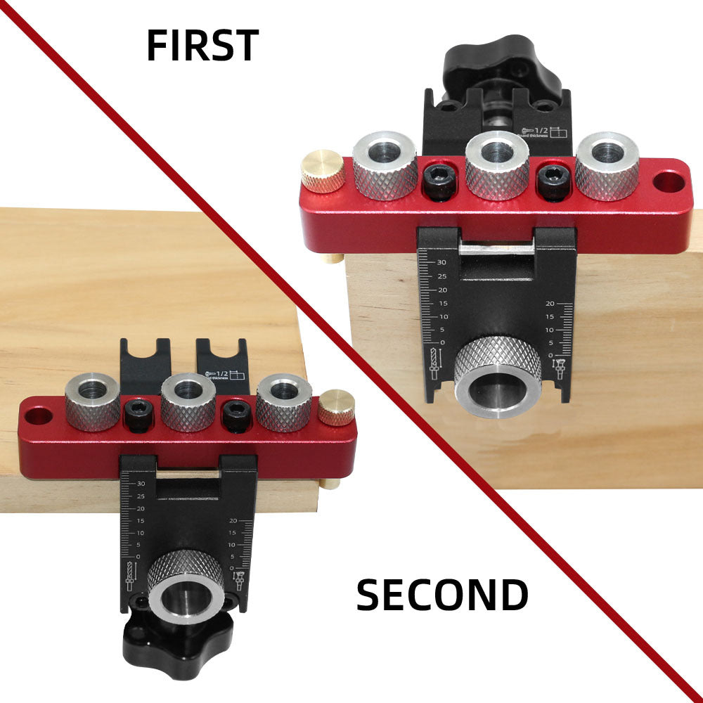 Juego de 3 en 1 para ensamblaje de madera con guía ajustable para taladrar orificios en bolsillos