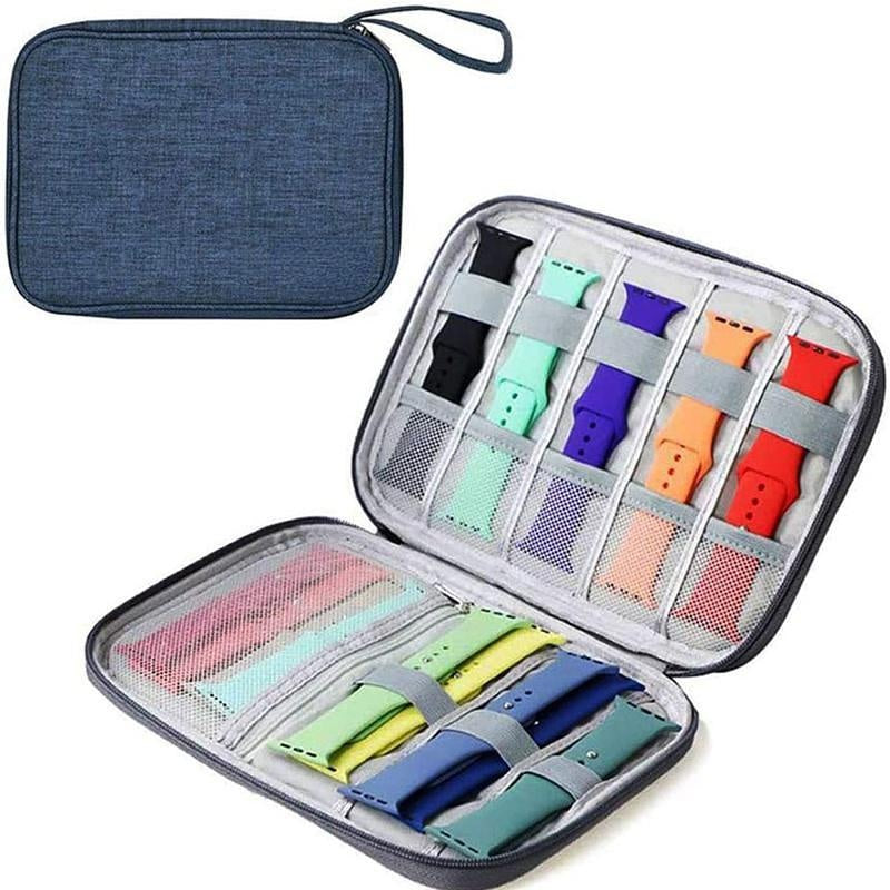 Polyester Watch Organizer Case for Apple Watch Straps Travel Storage with Adjustable Dividers