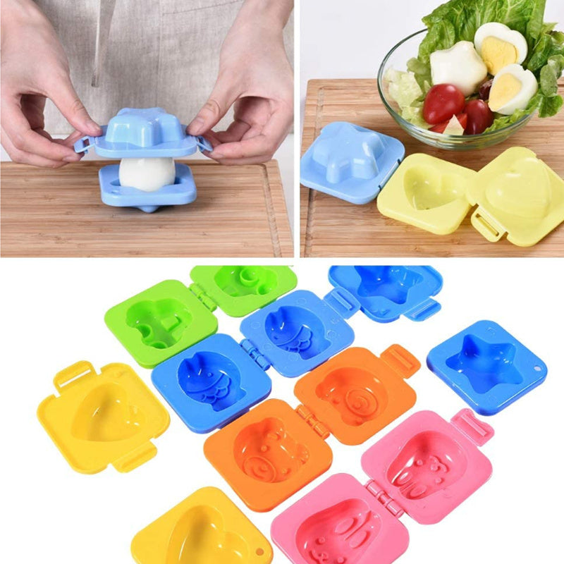 Set of Four Plastic 3D Cartoon Egg Shapers for Boiled Egg Decoration