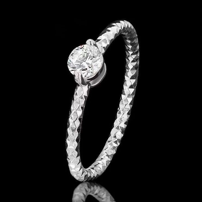 Обручальное кольцо из стерлингового серебра с моссанитом и дизайном «соты» с сертификатом