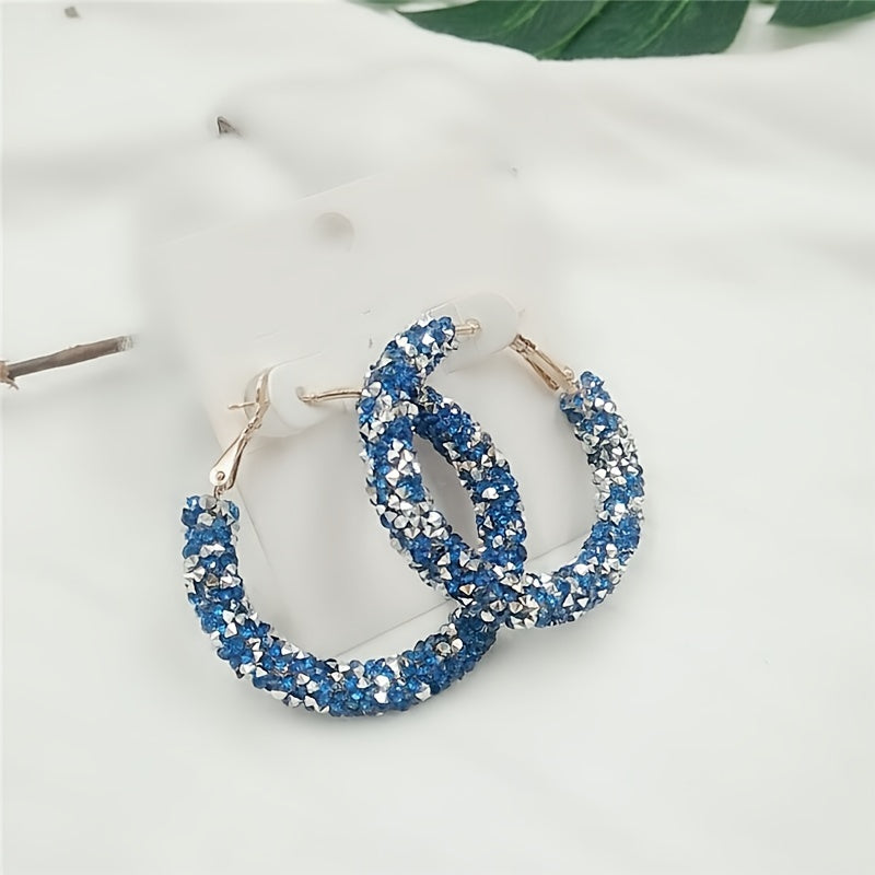 Women's Sparkling Crystal Diamond Hoop Earrings Large Circular Jewelry Gift