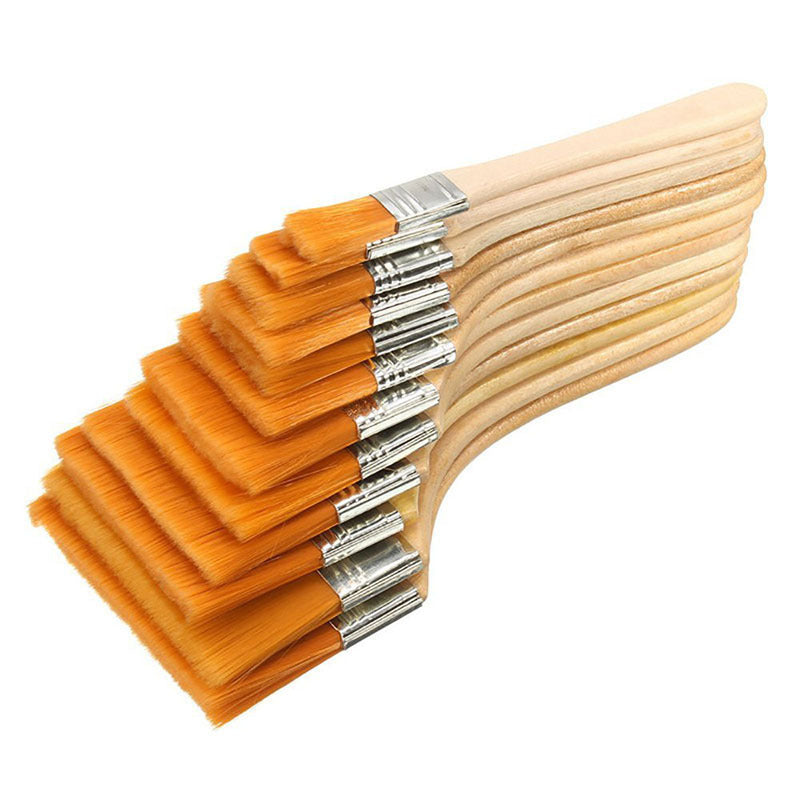 Set of 12 Nylon Oil Painting Brushes with Wooden Handles for Art and Craft