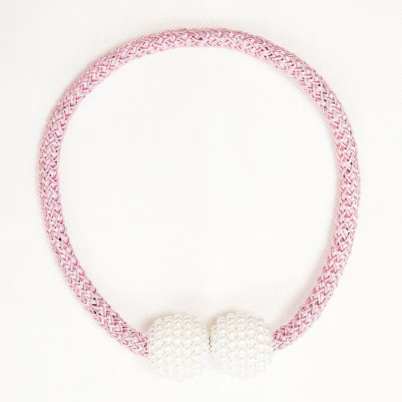 Set of 2 Minimalist Faux Pearl Magnetic Curtain Tiebacks No Drilling Holdbacks for Bedroom Living Room