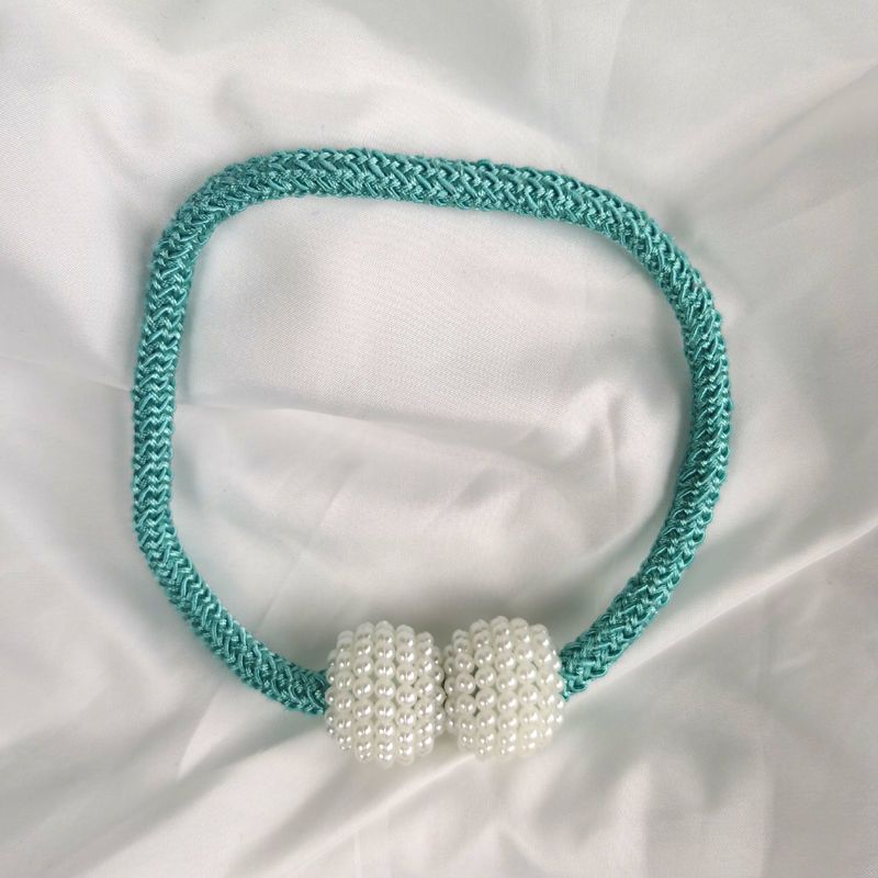 Set of 2 Minimalist Faux Pearl Magnetic Curtain Tiebacks No Drilling Holdbacks for Bedroom Living Room