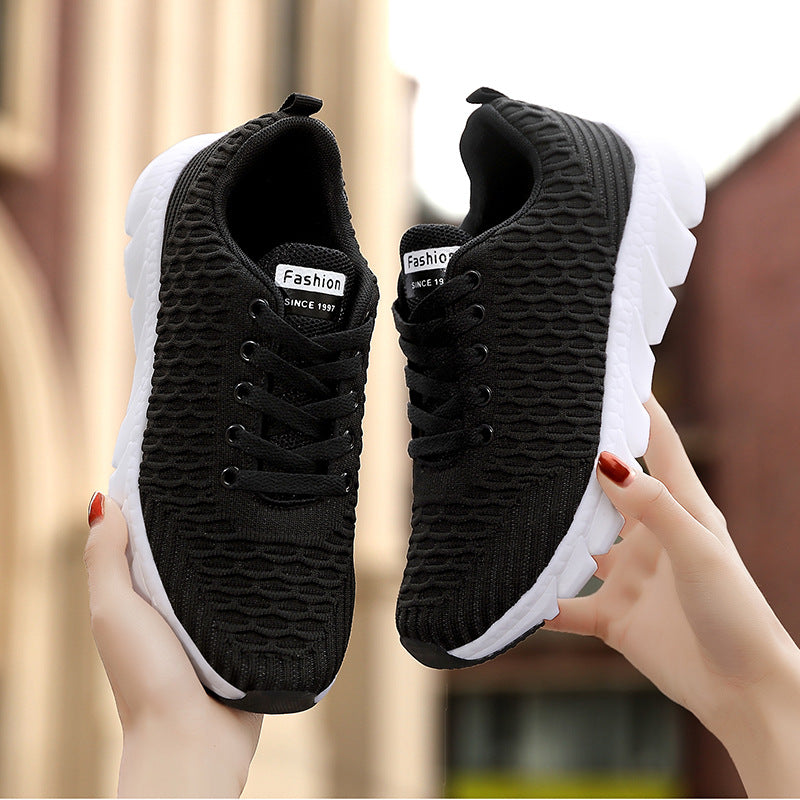 Zapatillas transpirables de malla para mujer, slip-on, para correr, blancas