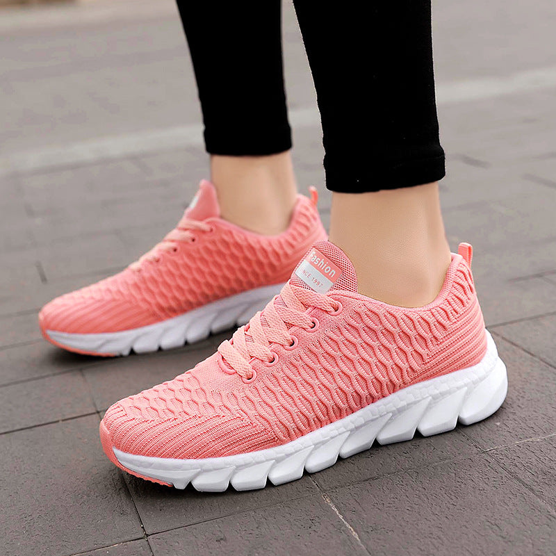 Zapatillas transpirables de malla para mujer, slip-on, para correr, blancas