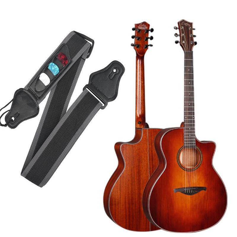 Adjustable Nylon Guitar Strap for Electric Acoustic Bass Guitars with Detachable Paddles