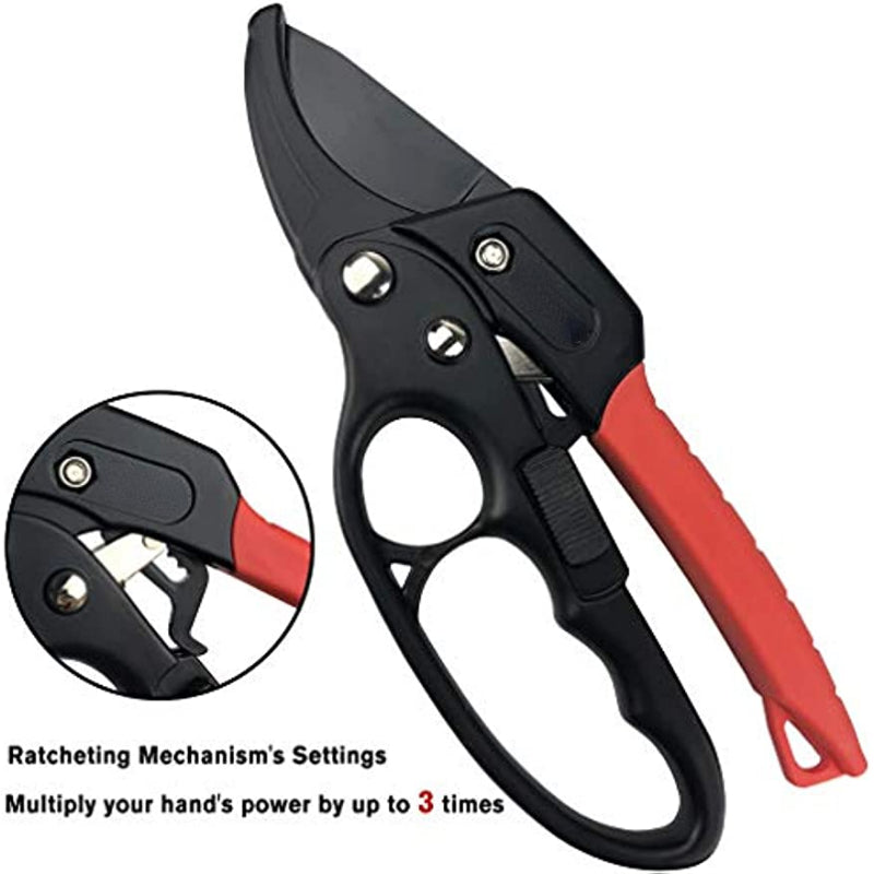 8-Inch Professional Ratchet Anvil Pruning Shears Stainless Steel Handle