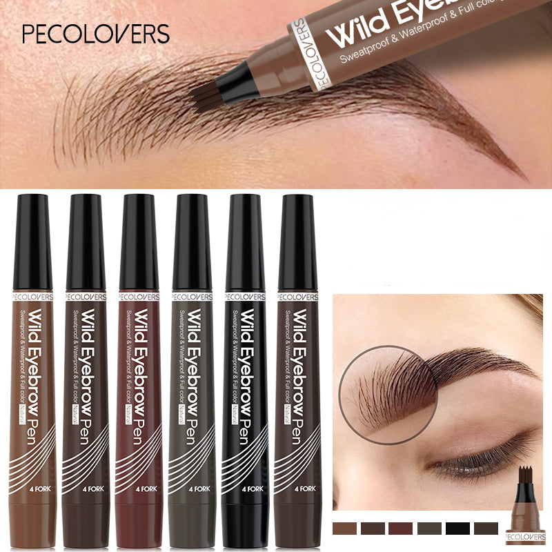 Bolígrafo de cejas impermeable y de larga duración para mujer con 5 colores y diseño de 4 cabezales