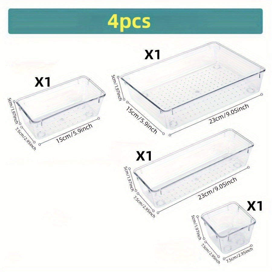 Clear Drawer Storage Box Set with 37 Pieces for Skincare and Makeup Organization