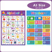 A3 Educational Posters Set of ABC Alphabet and Numbers 1-20 for Toddlers Kids Babies