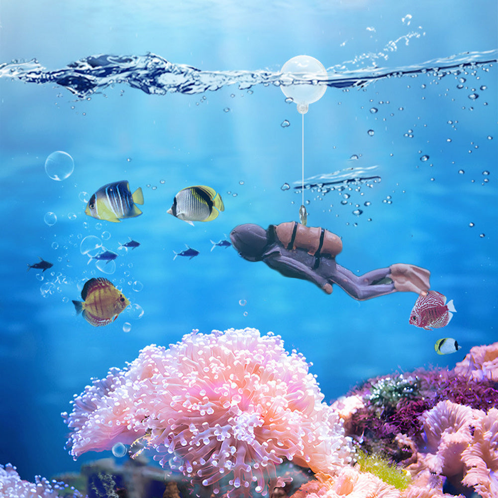 Colorful Diver Aquarium Ornament Resin Fish Tank Decor Underwater Landscape